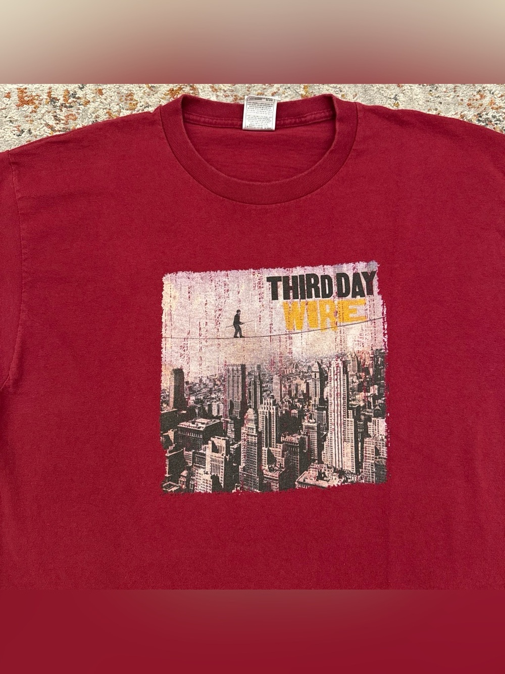 VTG Third Day Wire Band Tee Maroon Graphic T-Shirt L
